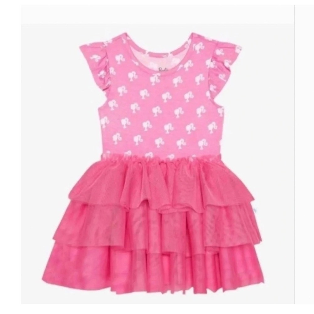 Posh Peanut x Barbie Pink Tulle Bodysuit Twirl Dress 2T Silhouette‎ Logo Tutu